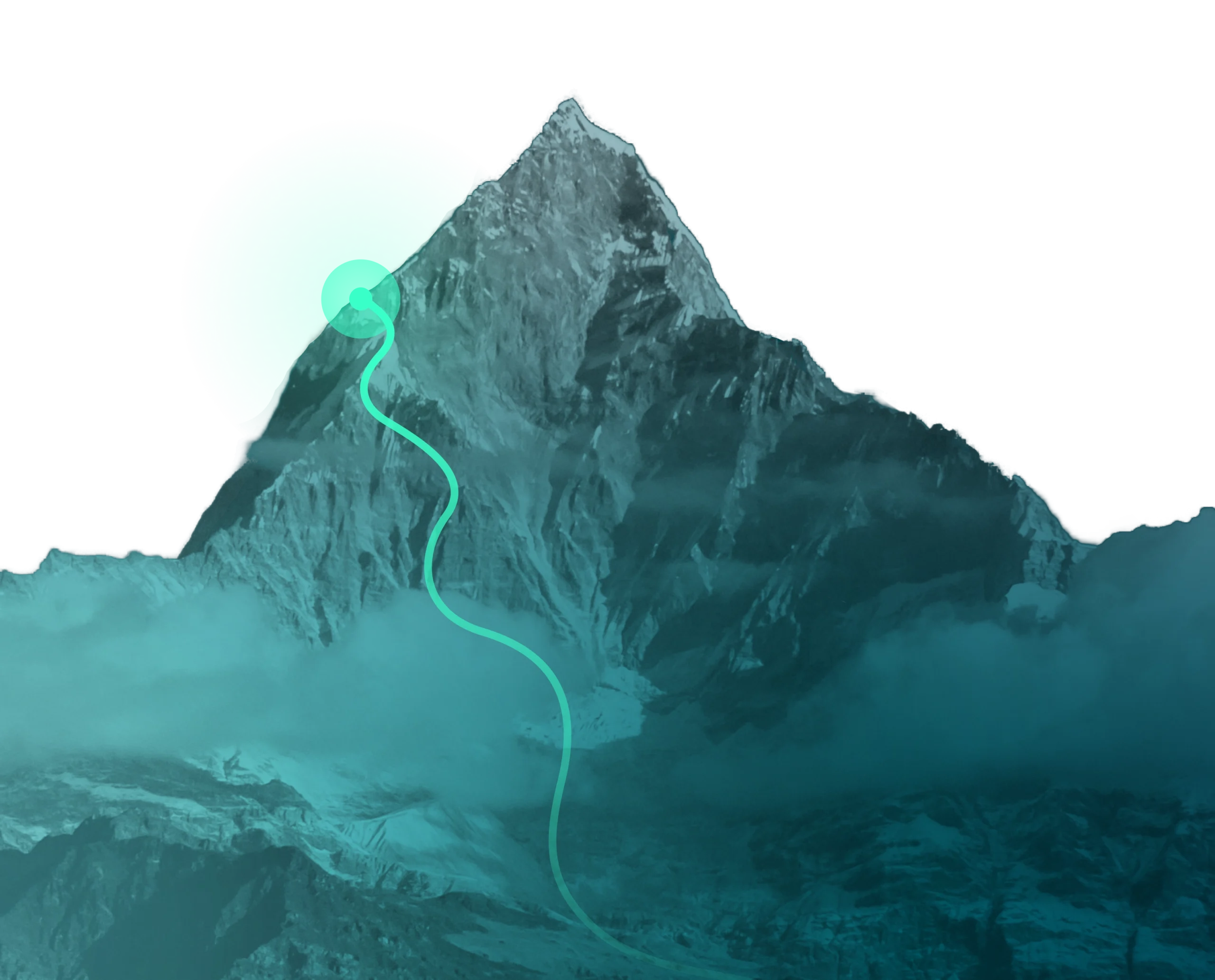 Grafik: Der Pfad auf den Gipfel, als Anspielung auf die Förderung, in einem Bild eines Berges stilisiert dargestellt.